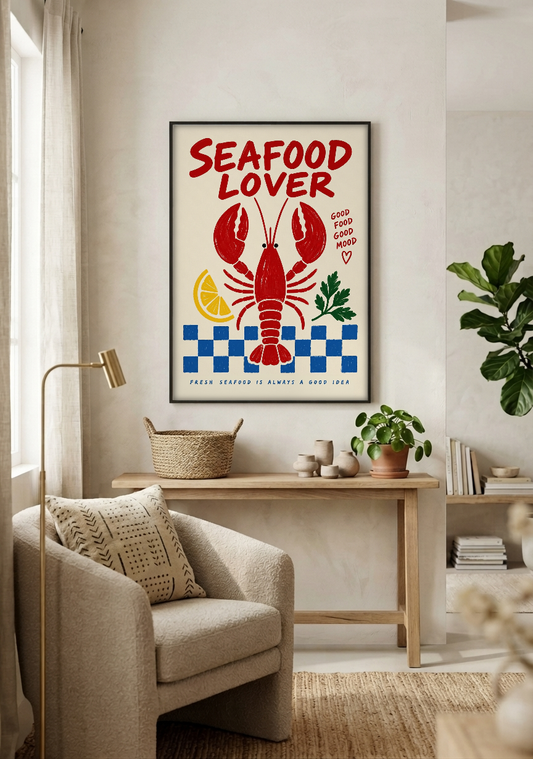 Pop Art - SeaFood Lover framed print in a room
