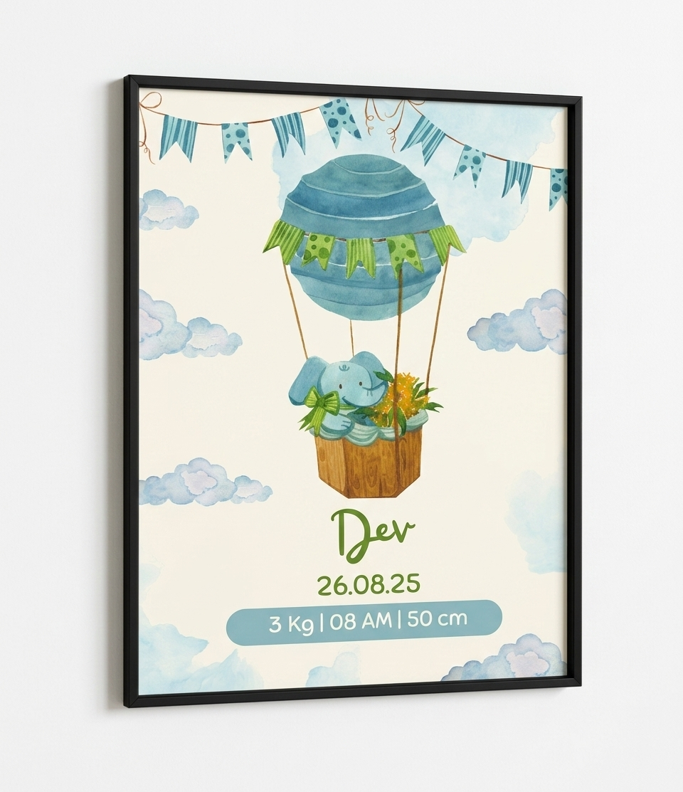 Personalized Birth Details Poster - Baby Parachute