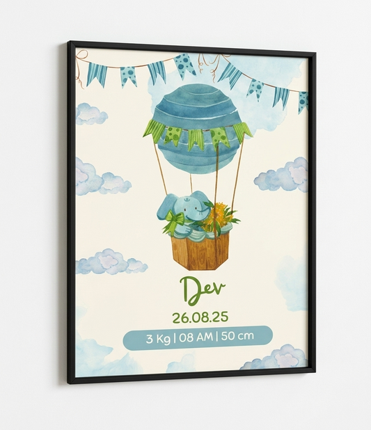 Personalized Birth Details Poster - Baby Parachute