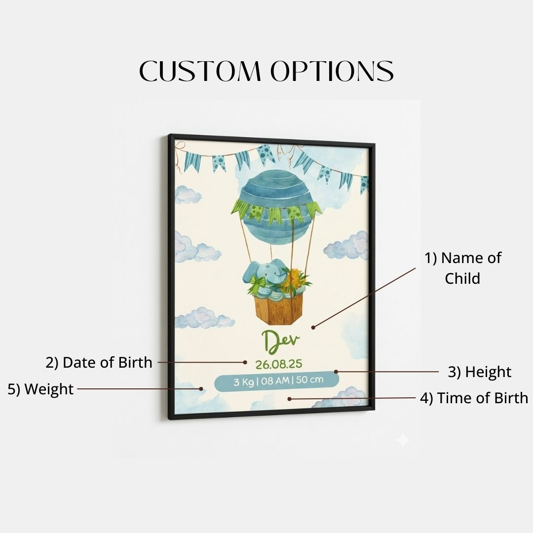 Personalized Birth Details Poster - Baby Parachute