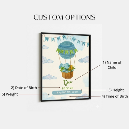 Personalized Birth Details Poster - Baby Parachute