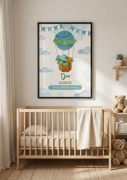 Personalized Birth Details Poster - Baby Parachute
