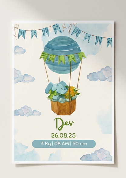 Personalized Birth Details Poster - Baby Parachute