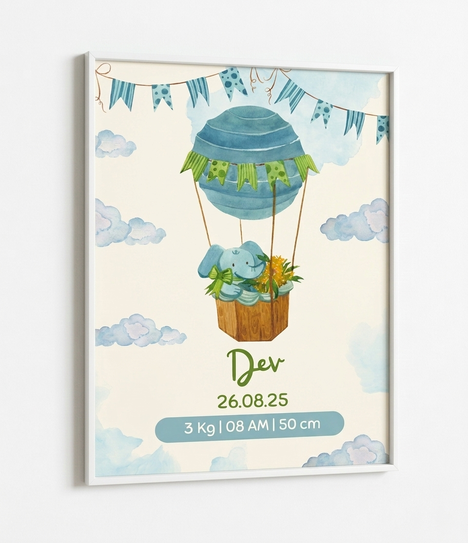 Personalized Birth Details Poster - Baby Parachute