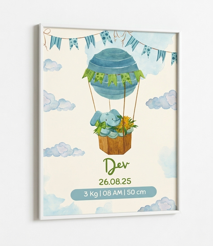 Personalized Birth Details Poster - Baby Parachute