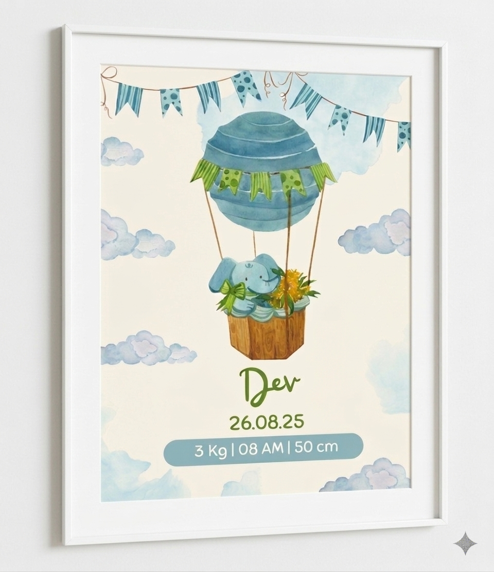 Personalized Birth Details Poster - Baby Parachute
