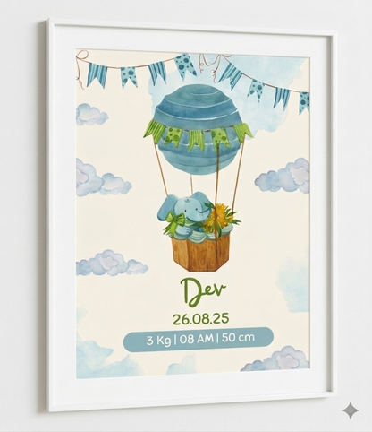 Personalized Birth Details Poster - Baby Parachute