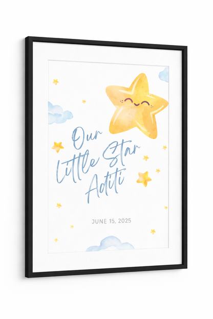 Personalised Birth Detail Poster -  Little Star