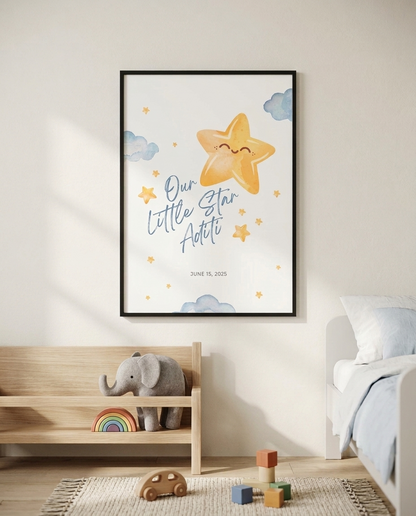 Personalised Birth Detail Poster -  Little Star