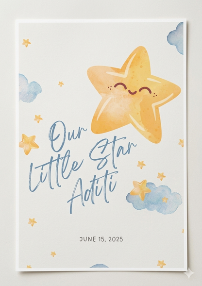 Personalised Birth Detail Poster -  Little Star