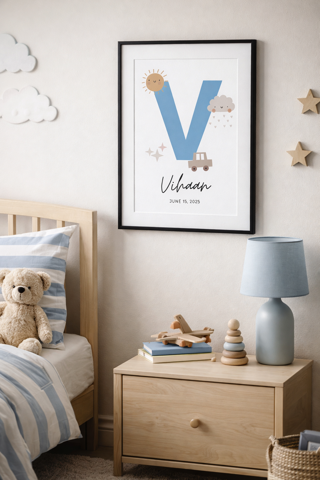 Personalised Initial Name Poster - Blue Sunshine