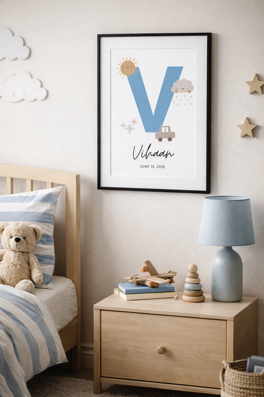 Personalised Initial Name Poster - Blue Sunshine