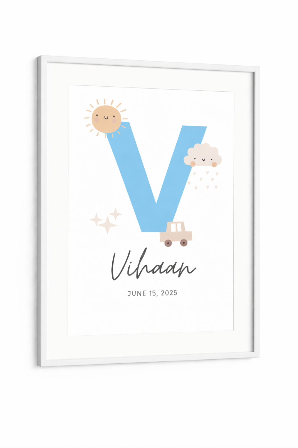 Personalised Initial Name Poster - Blue Sunshine