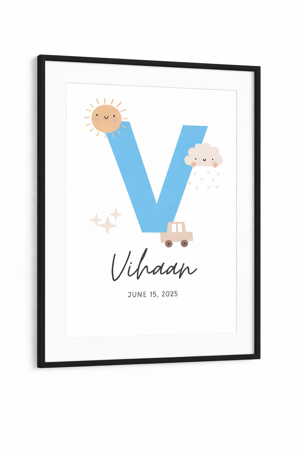 Personalised Initial Name Poster - Blue Sunshine