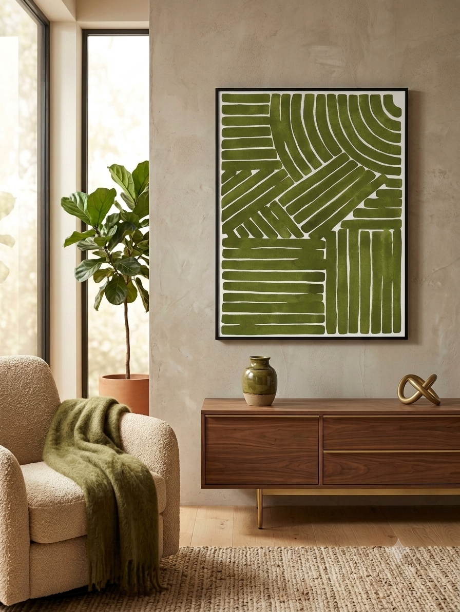 Abstract Art - Olive Lines