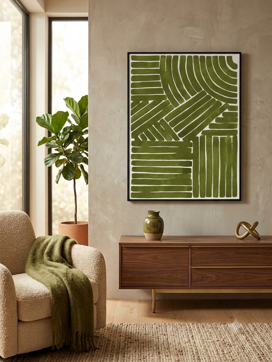 Abstract Art - Olive Lines