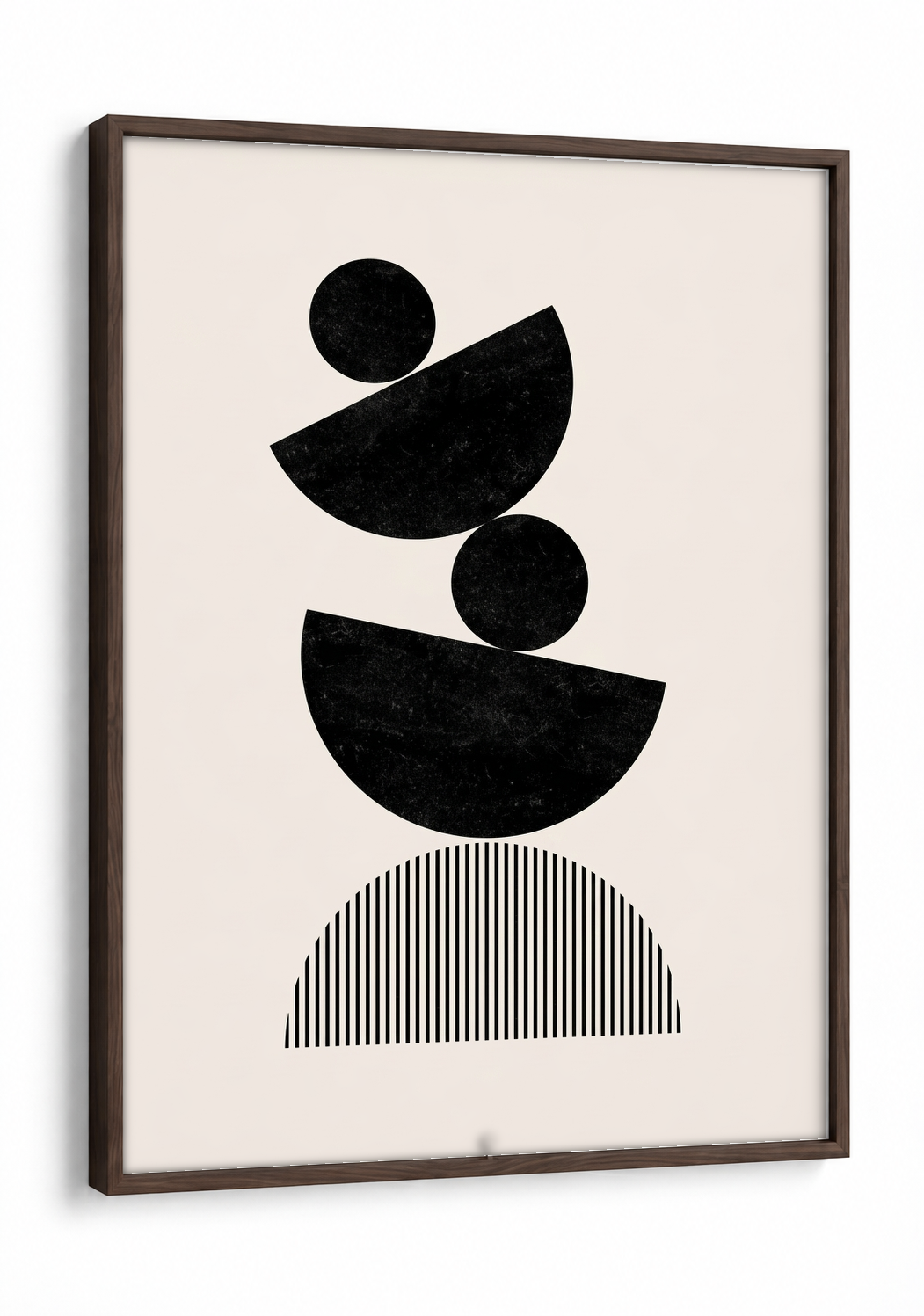 Abstract Art - Balance in Black framed print in a brown frame