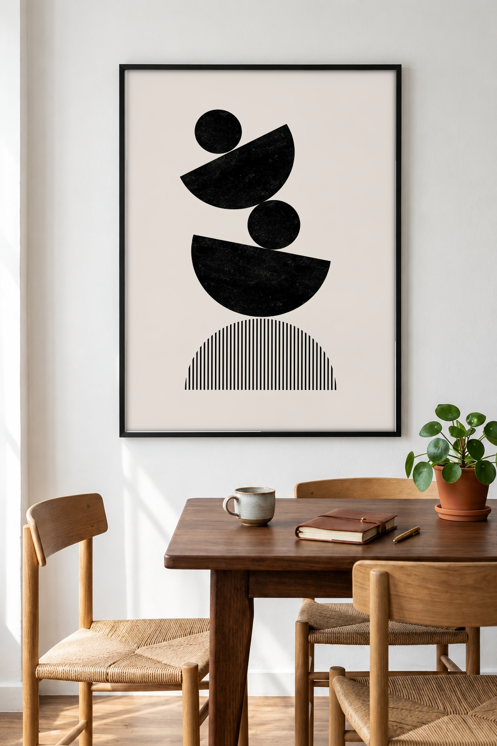 Abstract Art - Balance in Black framed print in a room