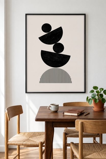 Abstract Art - Balance in Black framed print in a room
