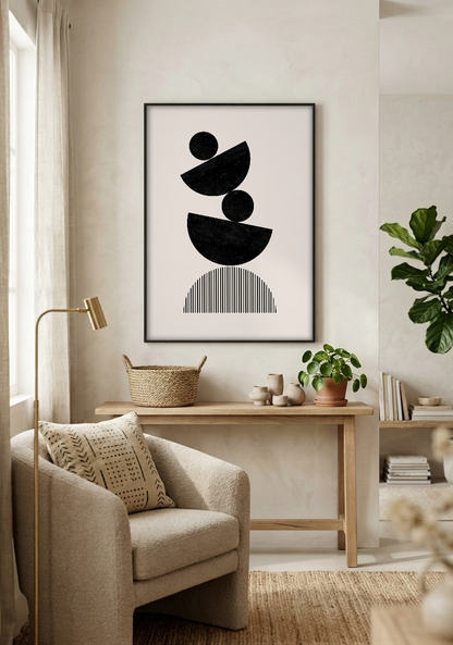 Abstract Art - Balance in Black framed print in a room