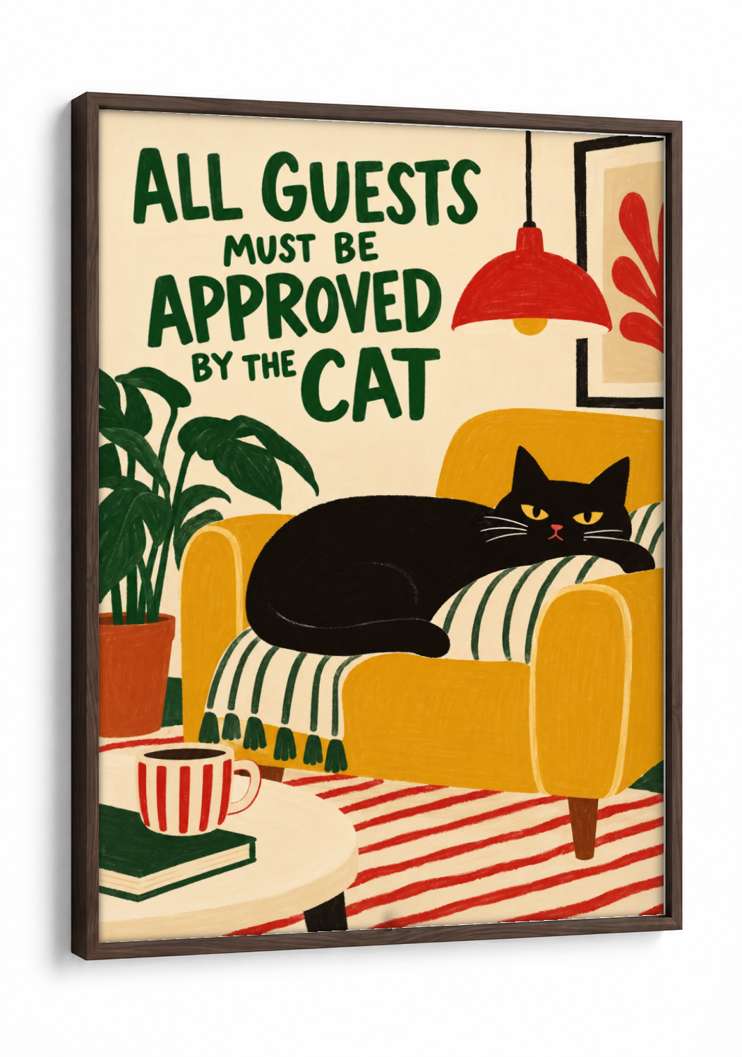 Pop Culture Art - Cat Lovers Unite framed print in a brown frame