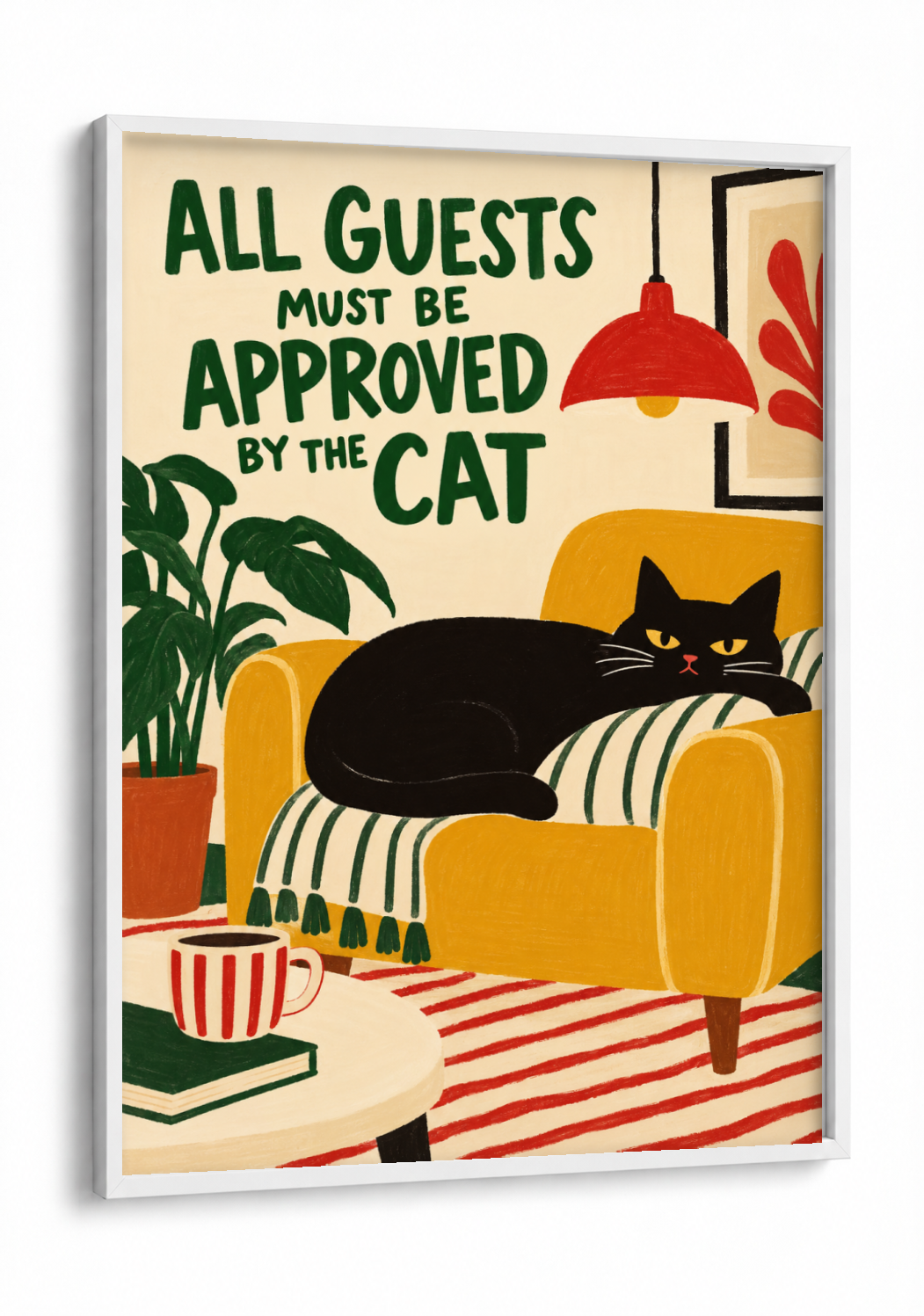 Pop Culture Art - Cat Lovers Unite framed print in a white frame