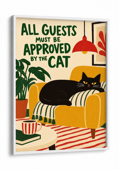 Pop Culture Art - Cat Lovers Unite framed print in a white frame