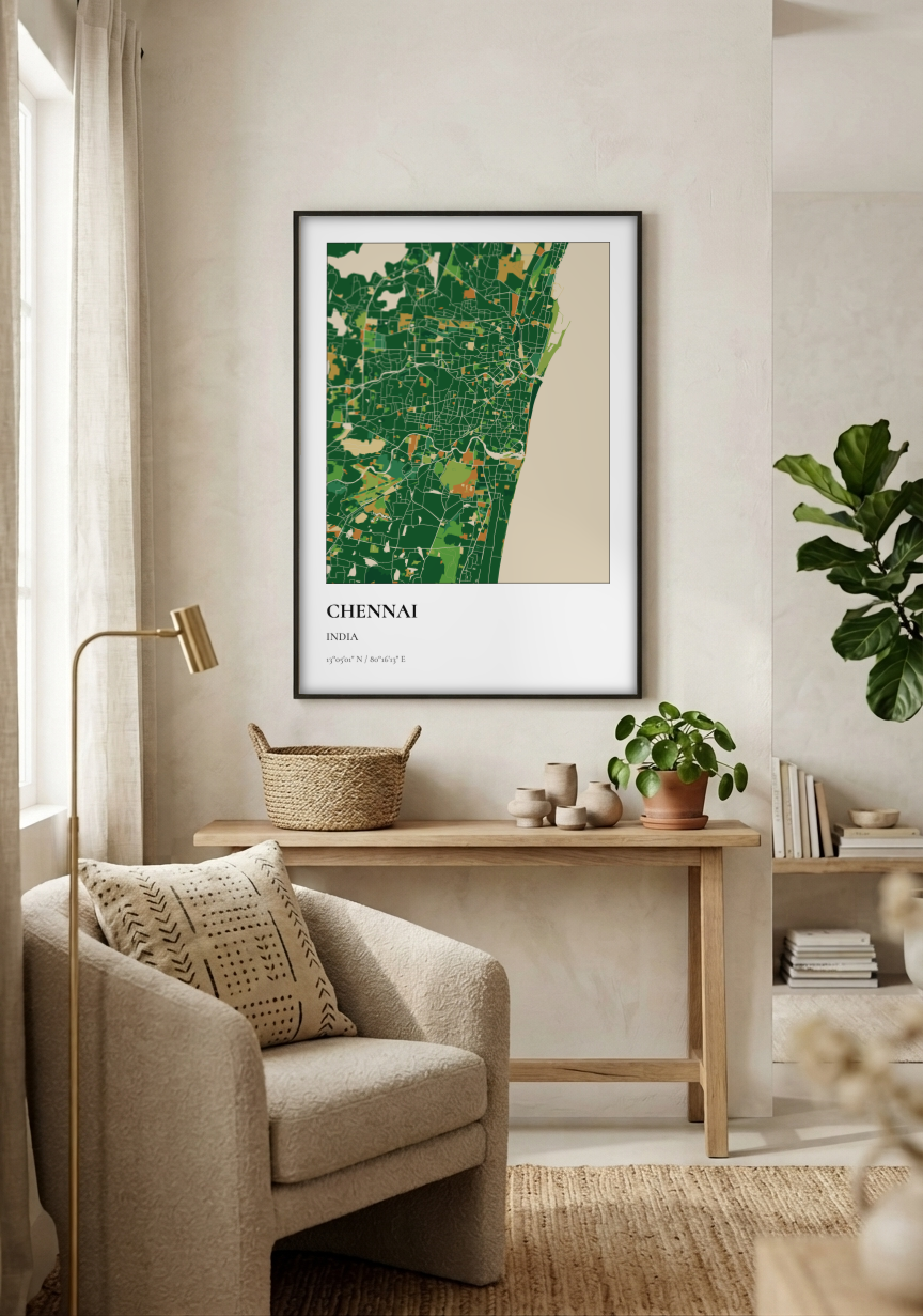 Custom Map Poster framed print in a room