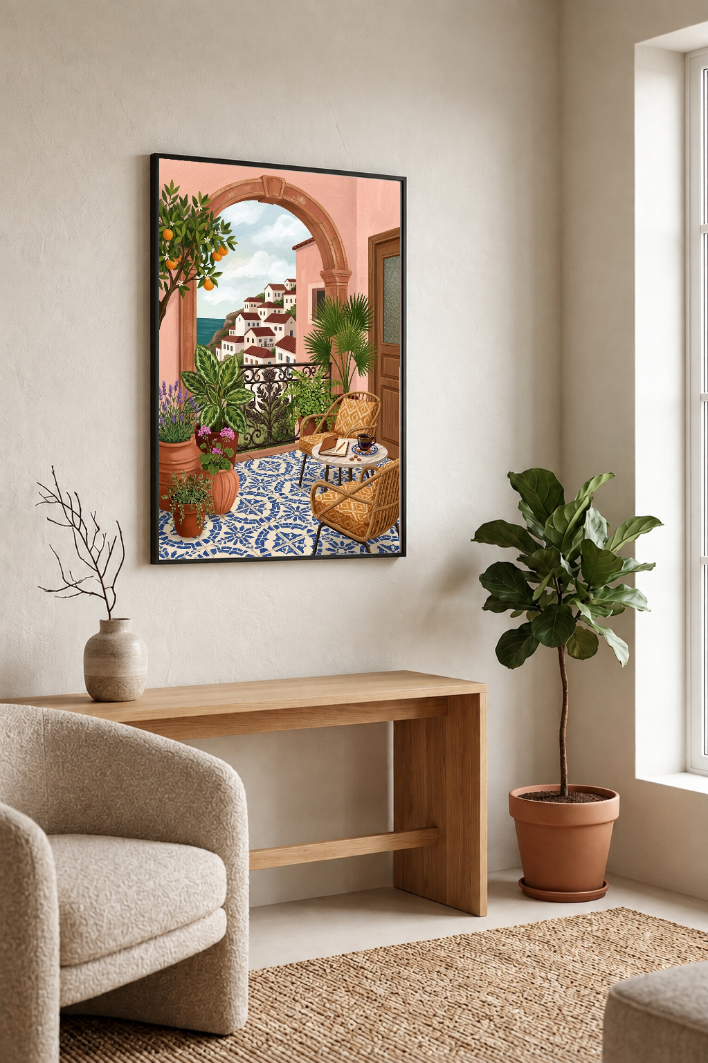 Landscape Art - Citrus and Sea Air framed print in a room