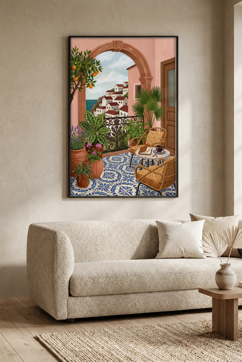 Landscape Art - Citrus and Sea Air framed print in a room