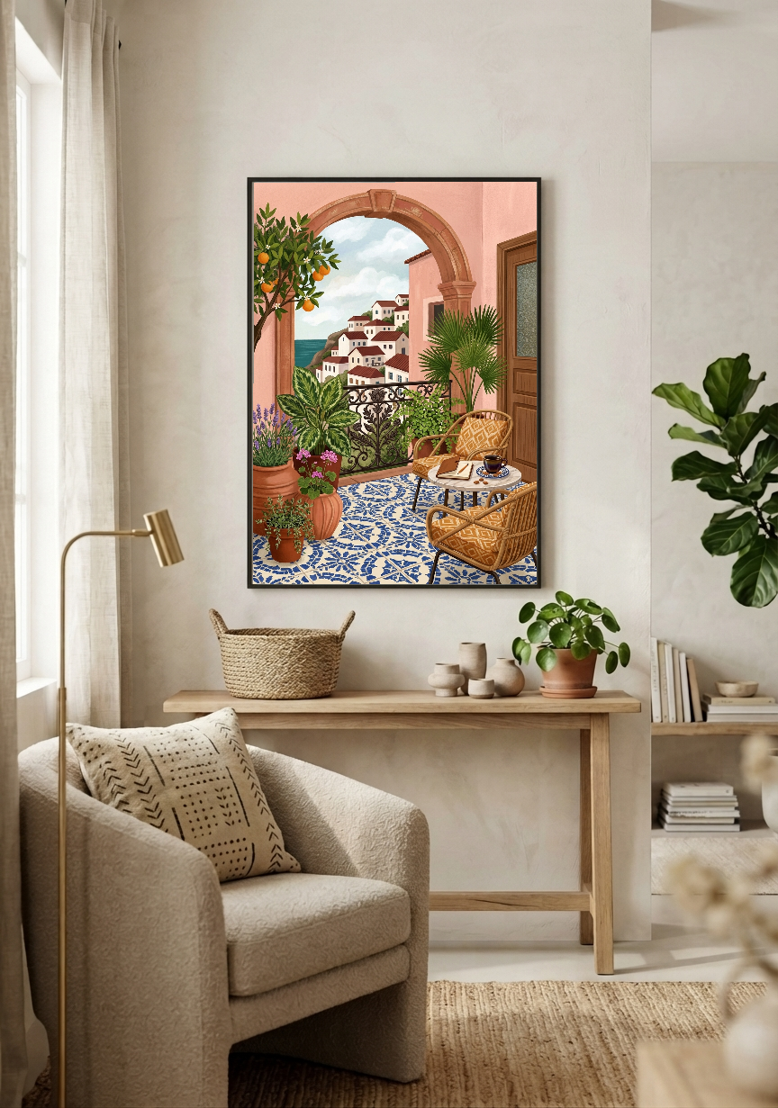 Landscape Art - Citrus and Sea Air framed print in a room