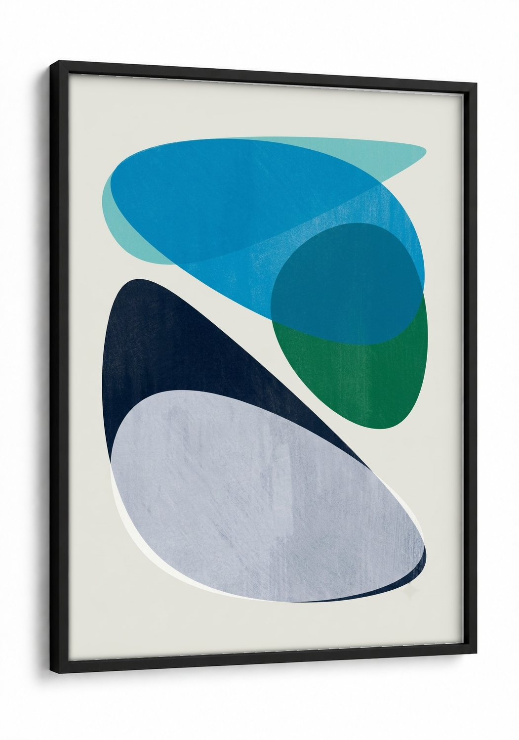 Abstract Art - Composition No. 7 in Teal framed print in a black frame
