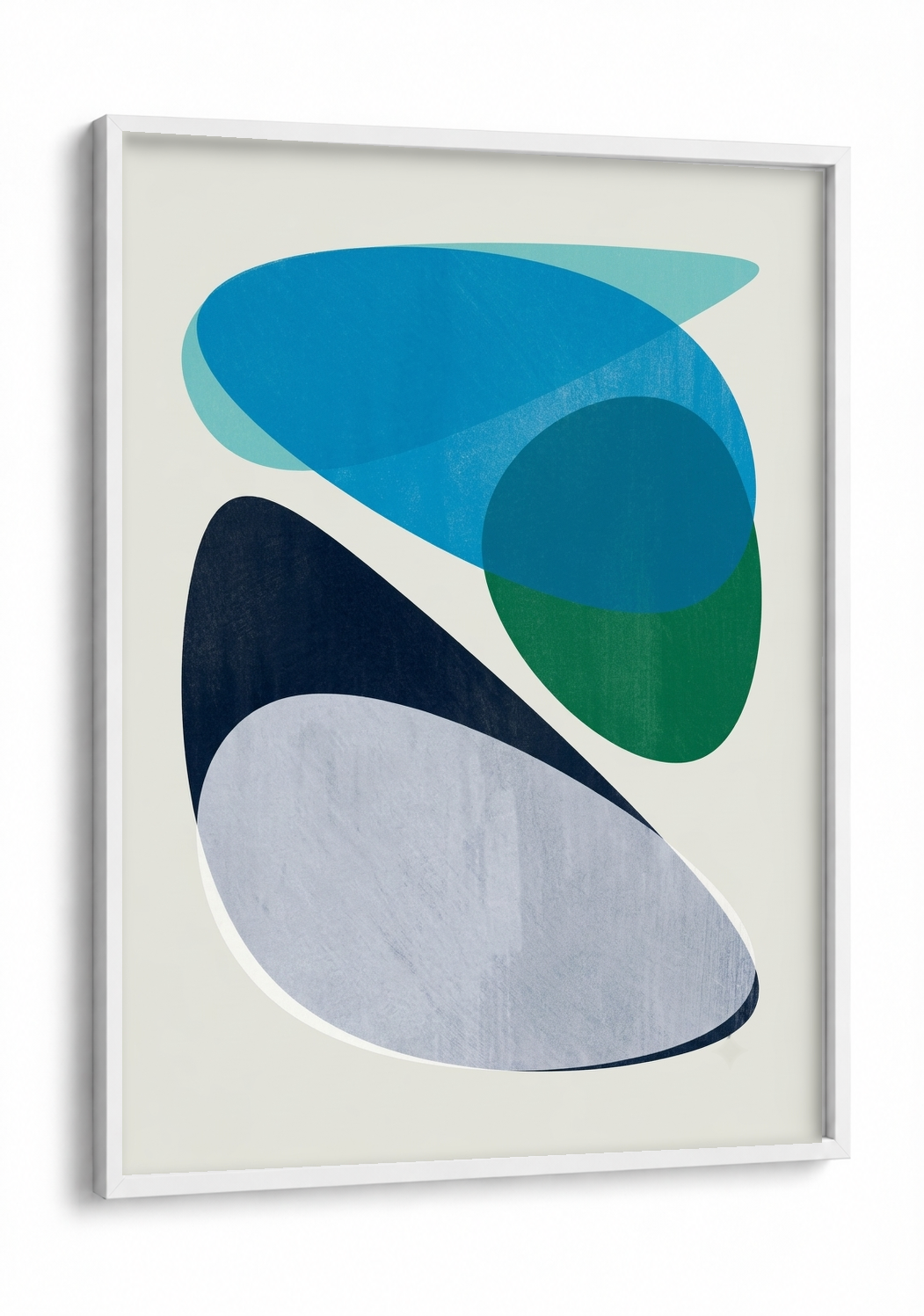 Abstract Art - Composition No. 7 in Teal framed print in a white frame