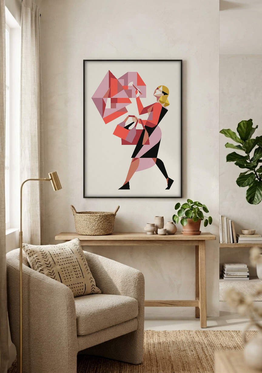 Abstract Art - Confessions of a Workaholic framed print in a room