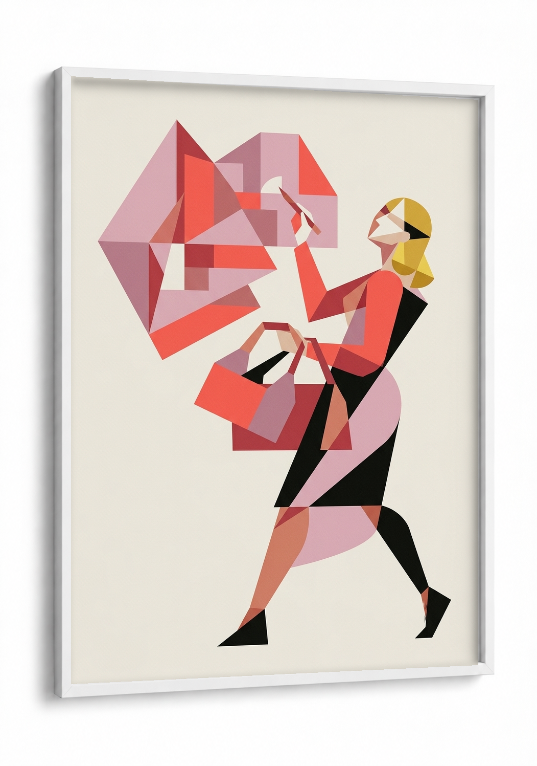 Abstract Art - Confessions of a Workaholic framed print in a white frame