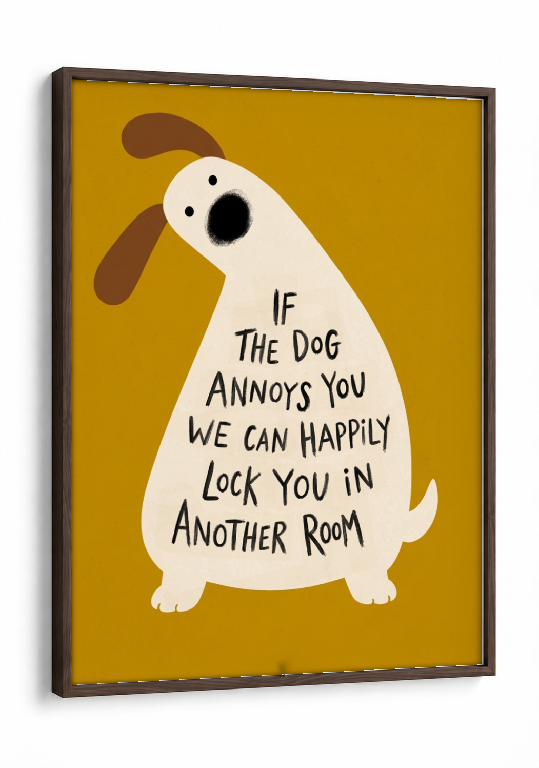 Pop Culture art - Dog Lovers Unite framed print in a brown frame