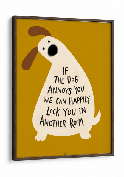 Pop Culture art - Dog Lovers Unite framed print in a brown frame
