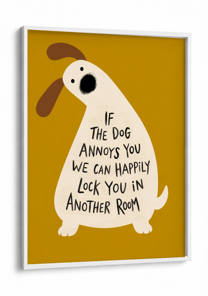 Pop Culture art - Dog Lovers Unite framed print in a white frame
