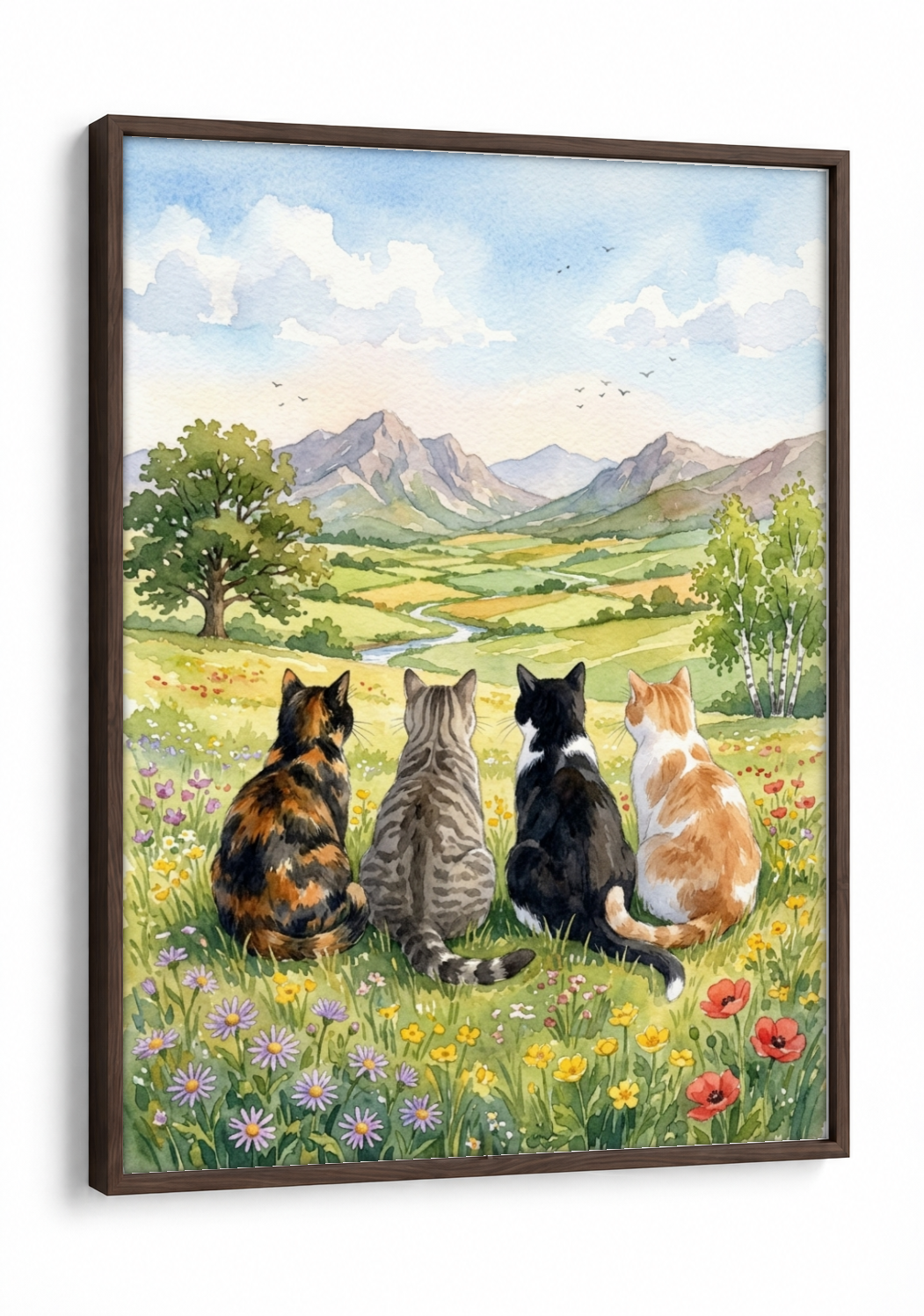 Landscape Art - Four Companions framed print in a brown frame