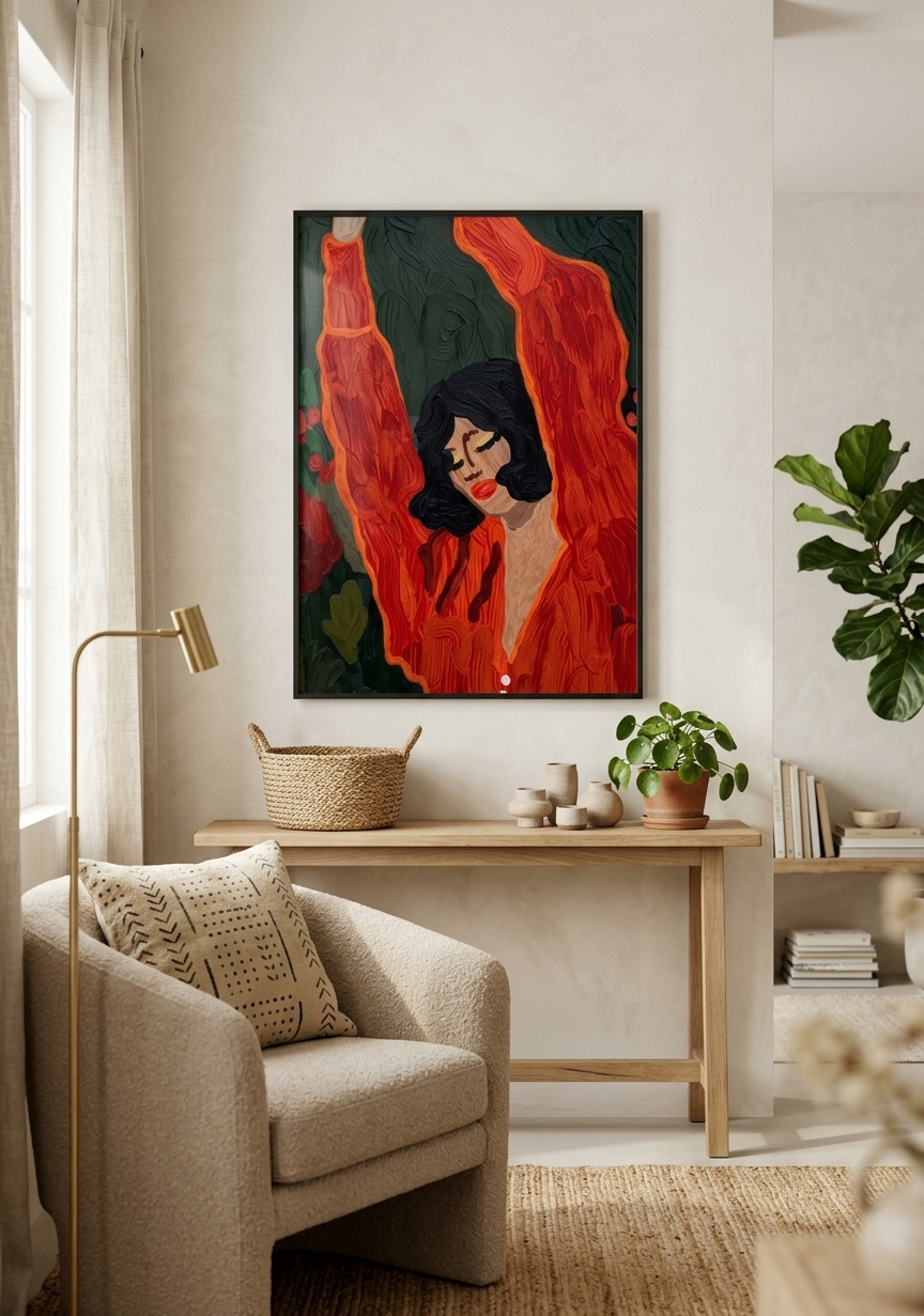 Boho Art - Free Spirit in Scarlet