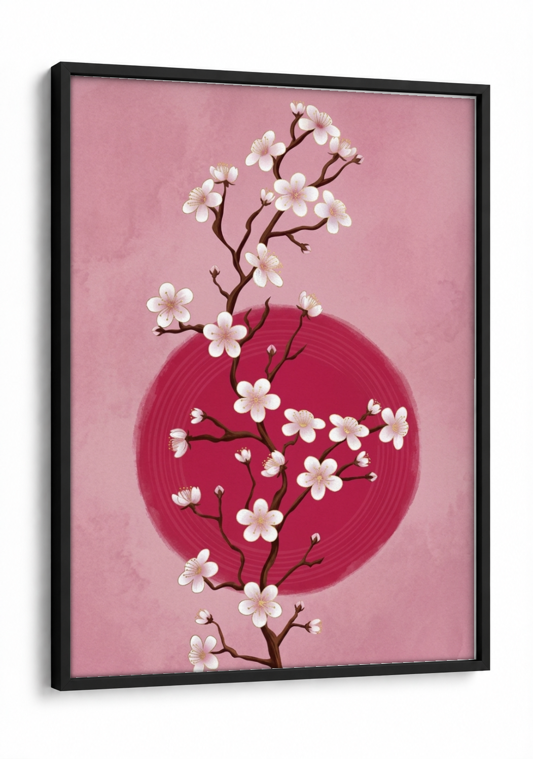 Japanese Art - Cherry Blossom framed print in a black frame