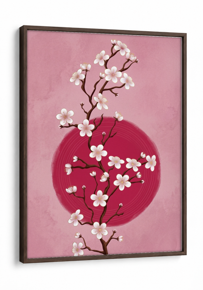 Japanese Art - Cherry Blossom framed print in a brown frame