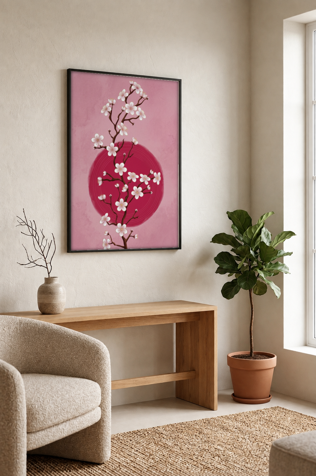 Japanese Art - Cherry Blossom framed print in a room