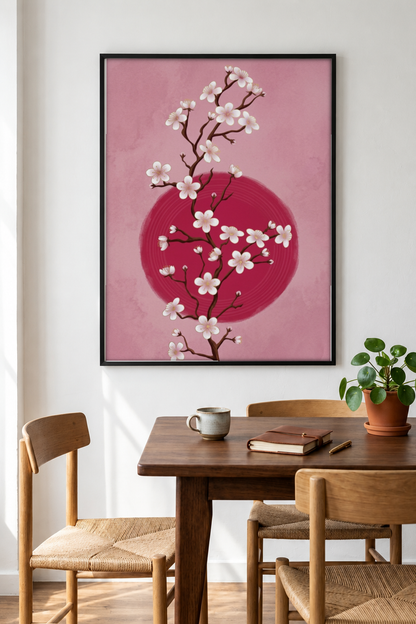 Japanese Art - Cherry Blossom framed print in a room
