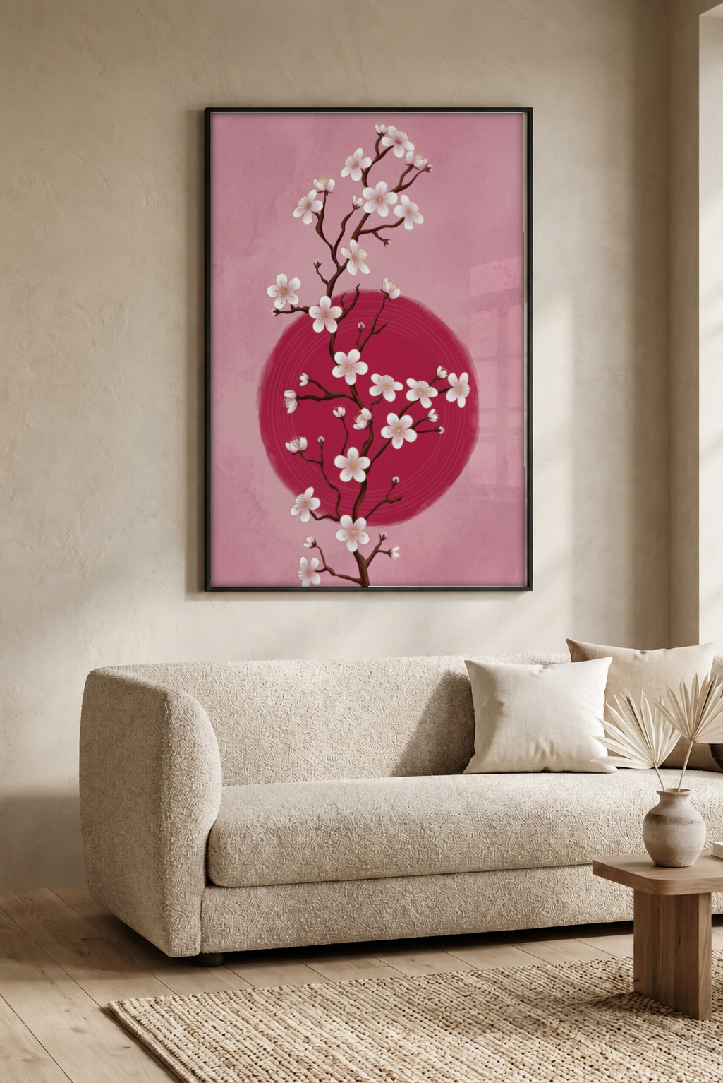 Japanese Art - Cherry Blossom framed print in a room