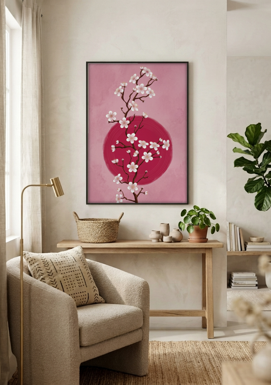 Japanese Art - Cherry Blossom framed print in a room