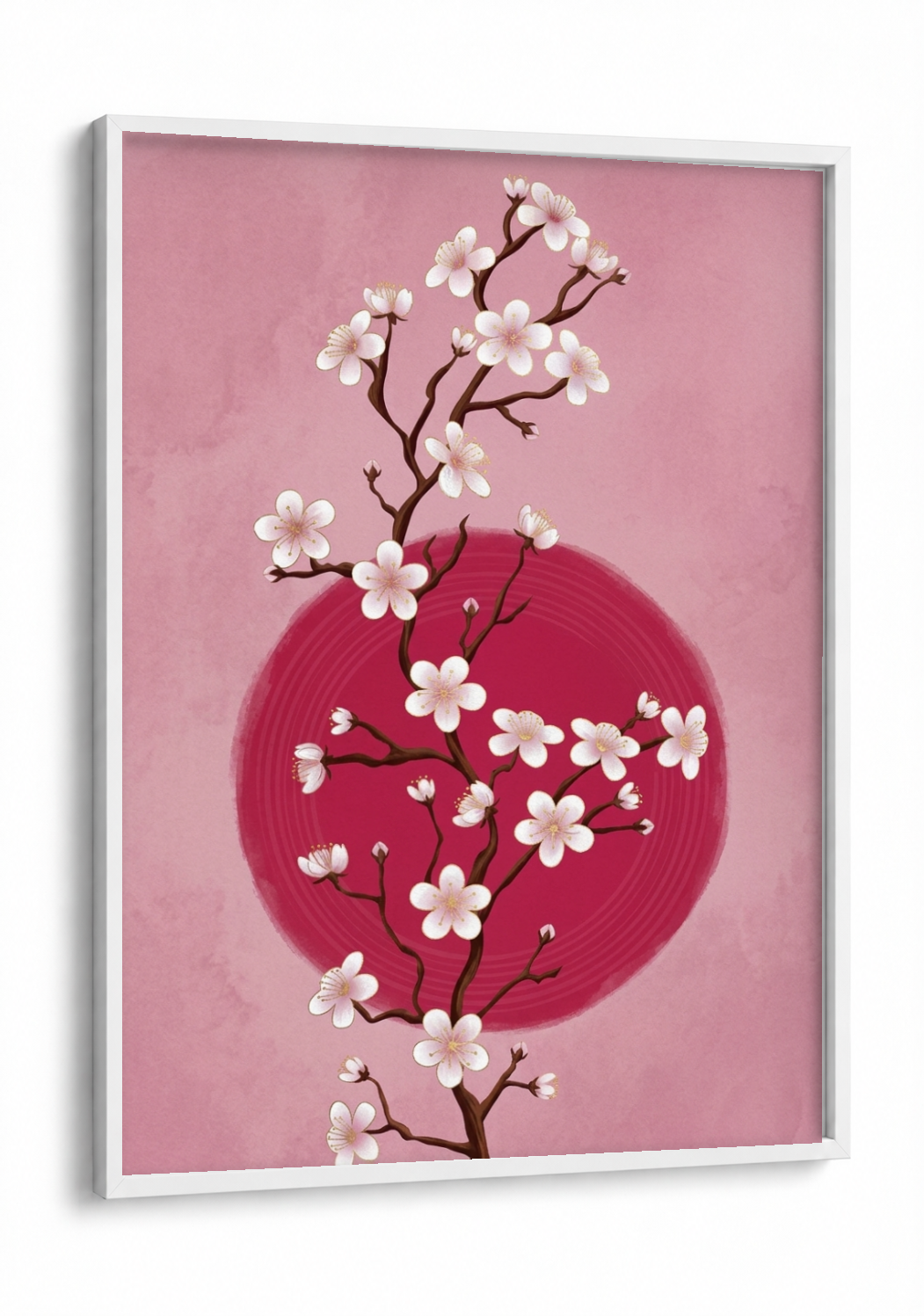 Japanese Art - Cherry Blossom framed print in a white frame