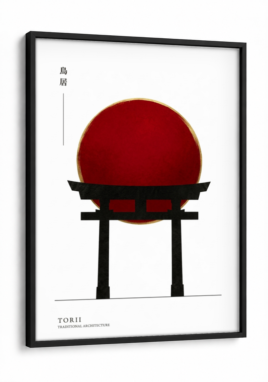 Japanese Art - Torii framed print in a black frame