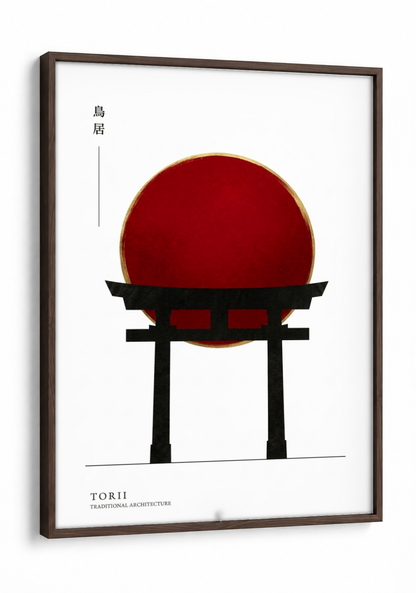 Japanese Art - Torii framed print in a brown frame