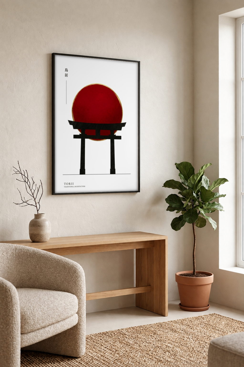 Japanese Art - Torii framed print in a room